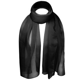 Basic Sense Plain Chiffon Soft Sheer Scarf, Black