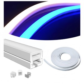 KSDLMPA Silicone LED Channel System, 16.4Ft/5M White DIY LED Neon Rope Light IP67 Waterproof Tube for 10mm LED Strip Lights Installation for Indoor Outdoor Ambient Decor (16x16mm)
