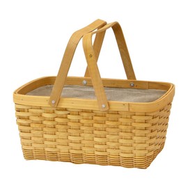 Wood Chip & ratanmikkusu Woven Inner Lining with Carry Cosmetic Storage Basket Medium