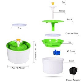 Automatic Drinking Fountain Electric Pet Dog Cat Water Drinking Filter Green With