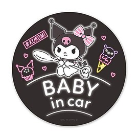 Kuromi Magnetic Sticker Standard Design [BABY IN CAR] BABY Round Shape 5.9 inches (15 cm)