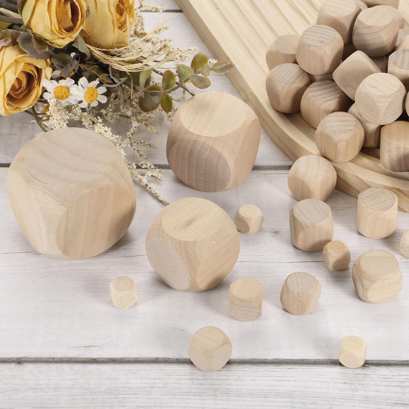 sourcing map 10 Pcs Blank Wooden Dice, 30mm/1.18inch Unfinished Wooden