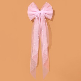 FASELE Hair Ornament, Long Ribbon, Hair Accessory, Beautiful, Tulle Ribbon, Hair Clip, Bowknots, Forest Girl, Princesses, Pearl, Hair Ribbon, Brides, Weddings, Birthdays, Parties, Recitals, Concerts,