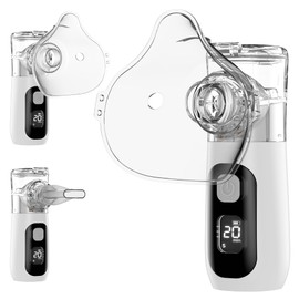 LUECAEL Smart Digital Display Portable Nebulizer for Adults and Kids, Portable Nebulizer Machine for Breathing with Mouthpiece and Mask, Handheld Nebulizer for Travel and Home Use