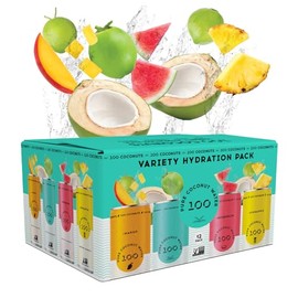 100 Coconuts 11 fl oz, Pack of 12 (Variety Pack, Pure, Mango, Watermelon, Pineapple)