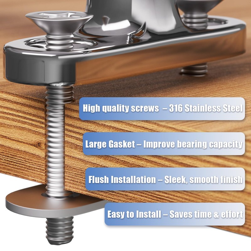 METRAXION Boat Cleat,4 Pack 8 inch Marine Grade 316 Stainless