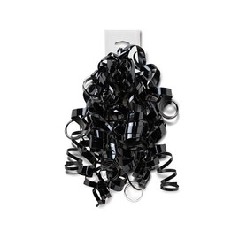 Pack Of 12, Solid Black High Gloss Curly Gift Bows 12 Strands on Hang Tab Made In USA