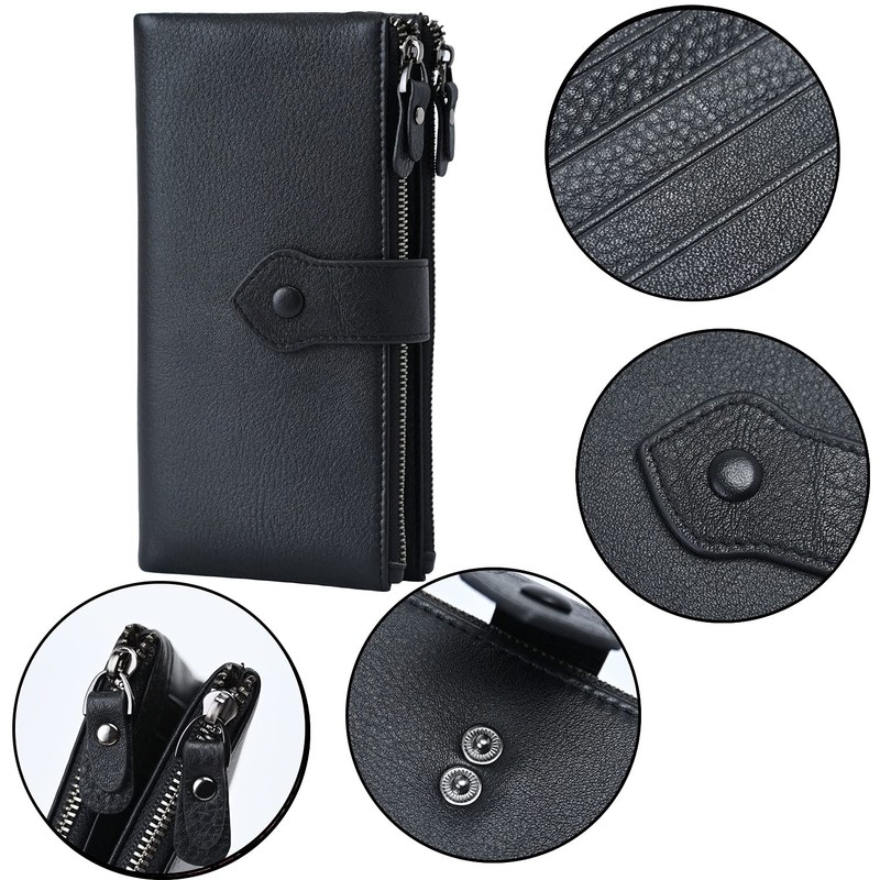 Bveyzi Women Soft Leather RFID Blocking Bifold Slim Wallets Ladies