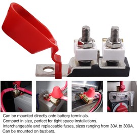 VOZINMOST 125A Battery Fuse+MRBF Terminal Fuse Block,Double Studs-Max Voltage 58V for Car Marine Boat RV(2 Fuses and 1 Double Studs)