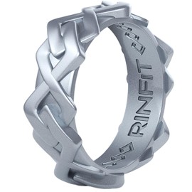 Rinfit Women Silicone Wedding Band 6mm Wide, 2.5mm Thick - Rubber Wedding Rings for Women - Promise Rings for Her - Space Collection - Silver, Size 4