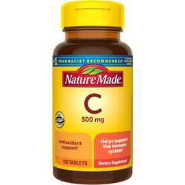 Nature Made Vitamin C 500 mg Tablets, Dietary Supplement, Vitamin C for Immune Support, 100 Tablets, 100 Day Supply