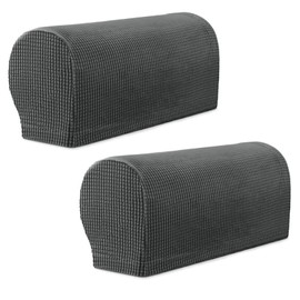 Armrest Chair Covers, 1 Pair Stretch Armrest Chair Anti-Slip Furniture Protector Slipcovers Elastic Removable Chair Sofa Couch Protector Stretch Fit for Armchairs Sofa Couches Recliner (Dark Gray)