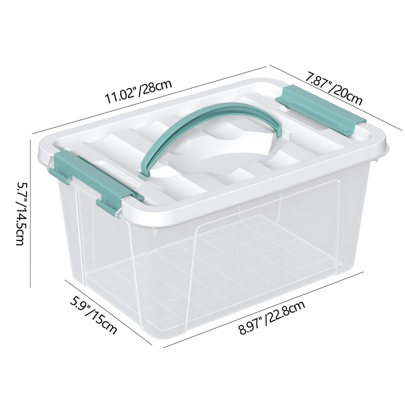 Yuright 6 Quart Clear Plastic Bin with Lid, 2-Pack Latch