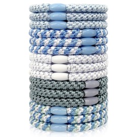 Sularpek 15 Stück Blau Haargummis Damen, Scrunchies, Elastisch Hair Ties, Ohne Metall Geflochten Haargummi Armband für Damen für Dünnes Dickes Mittleres Langes Haar für Alltag, Reisen, Sport