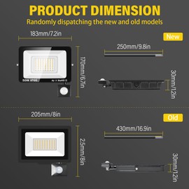 RIGIDON LED Spotlight with Motion Sensor 50 W 5000 LM Outdoor Spotlight with Motion Sensor 3000 K Warm White Waterproof Outdoor Floodlight Outdoor Lamp for Garden Garage Courtyards Sports Field Yard