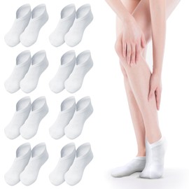 8 Pairs Moisturizing Socks Overnight, Lotion Socks for Dry Feet, Cotton Moisture Enhancing Socks for Cracked Heel Repair Spa Socks for Women and Men - White