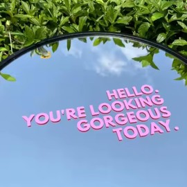 Waterproof Affirmation Vinyl Decal Sticker 15.24x5.4cm Inspirational Quote Home Decor Aesthetic Peel & Stick for Bedroom, Bathroom, Office, Cafe, Laptop, Car (Hello You're Looking Gorgeous Today)