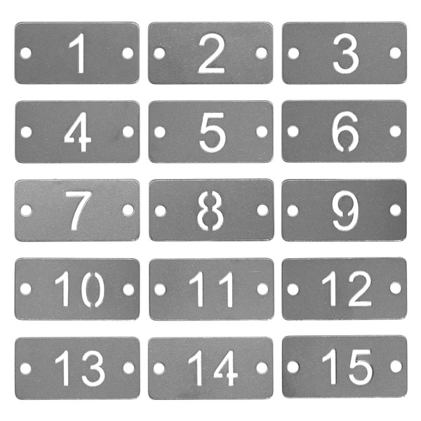 StayMax Rectangle Metal Hollowed Numbered Tags Stainless Steel Number Tags
