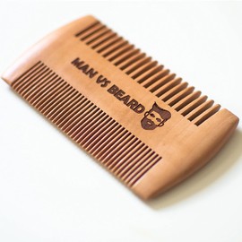 Original Antistatic Wooden Beard Comb, Coarse & Fine Teeth, Moustache & Beard Grooming