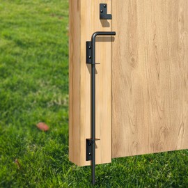 18" Cane Bolt Gate Drop Rod Heavy Duty Gate Hardware, Gate Ground Latch for Wood Metal Vinyl Gates Doors Stopper for Gate Ground, Wrought Iron Gate Latches, Black Finish-1 Pack