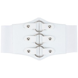Women's Stretchy Waspie Belt Figure Flattered Elastic Waist Belt 17 cm Wide Corset Belt for Women, White