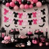 2 Strings Halloween Bow Garland 9.8Ft Pink Black Fabric Bow