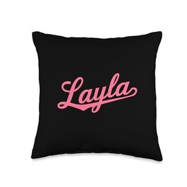 Layla Name Women Cute Girl Elegant Female Love Pink Throw Pillow
