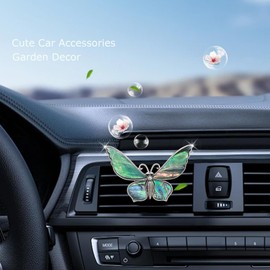 ORIESSE Butterfly Car Vent Clip,Cute Car Air Freshener,Natural Abalone Shell Seashell Color Lucky Butterfly Gift,Girly Car Interior Decor for Women,Refillable Diffuser