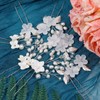 8Pcs Silver Bridal Wedding Hair Pins, White Flower Leaf Hair