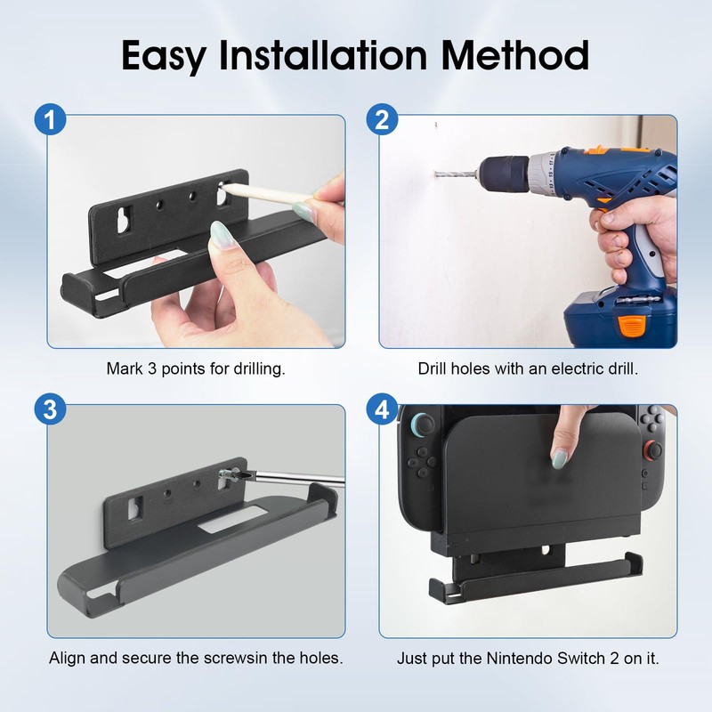 REEYEAR Metal Wall Mount Holder Dock Compatible with Switch 2