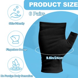 6 Pairs Fingerless Eczema Gloves, Soft Black Cotton Gloves for Eczema, Eczema Gloves, Fingerless Cotton Gloves for Dry Hands, Beauty, Hand Spa