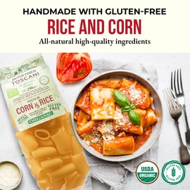 Antichi Poderi Paccheri Pasta - Organic Pasta Made from Corn and Rice - Large Circle Gluten-Free Pasta Imported from Italy, Italian Jumbo Pasta Shells - Flavorful Gourmet Pasta - 8.8 oz / 250g, Pack 2