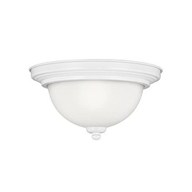 Generation Lighting 77063EN3-15 One Light Flush Mount in Transitional Style - 10.5 inches Wide by 5.5 inches high, White Finish with Satin Etched Glass