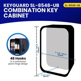 KeyGuard Dual Access Combination Key Cabinet With Black 4-Dial Combi-Cam Ultra - 48 Hook, Conveniently Store Your Keys with 10,000 Possible Combinations, SL-8548-UB