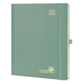 POPRUN Planner 2025-2026, (Large 8.5'' x 10.5'' Hard Cover) Academic Calendar (July 25-June 26) Daily Weekly and Monthly Appointment Book with Hourly Time Slots, Monthly Tabs, 100 GSM - Midnight Green