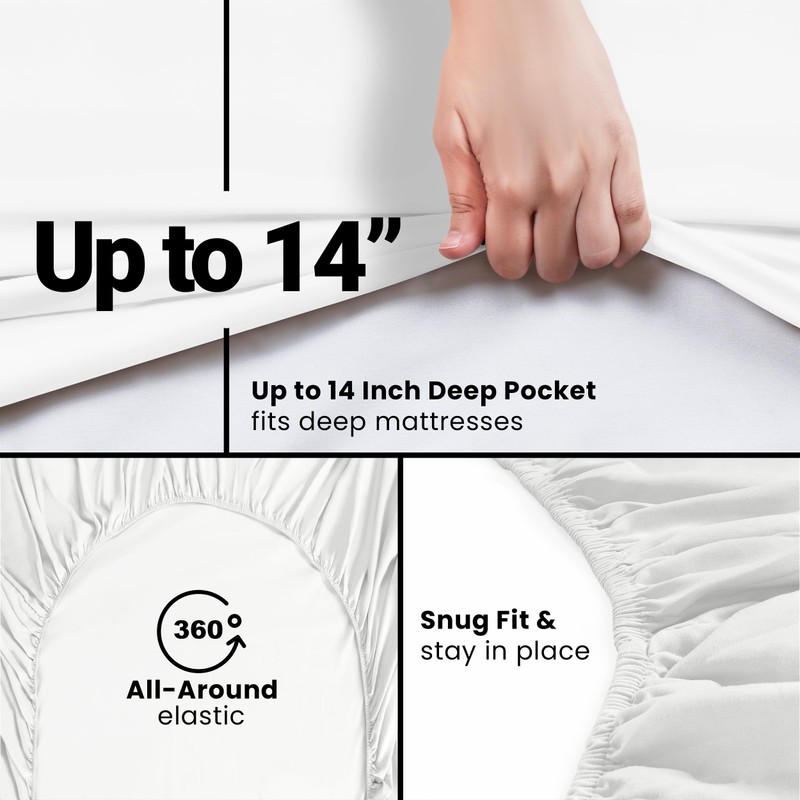 Utopia Bedding King Fitted Sheet - Bottom Sheet - Deep