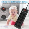 Darbony 4 USB Steckdosenleiste 10-Fach Mehrfachsteckdose mit Schalter, berspannungsschutz 4000W