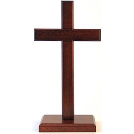 Biblegifts 20cm Standing Wooden Cross with Square base