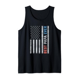 Mens Best Papa Ever US American Flag Father's Day Father Dad Gift Tank Top