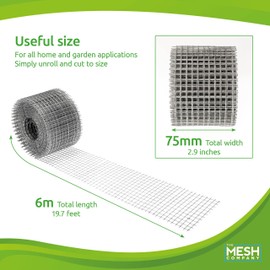 The Mesh Company RatMesh Rodent Proofing Wire Mesh to Deter Rats, Mice & Squirrels | Wire Mesh Roll For Gaps & Vents In The Home & Garden (6 Metre x 75mm Roll x 1 Pack)