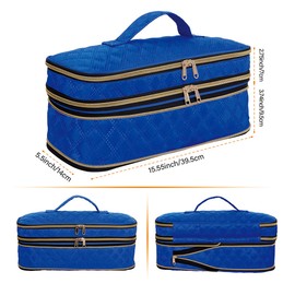 UOZL Hair Dryer Curling Iron Storage Bag, Travel Carrying Case, Slim Expandable Handheld Dual-Layer Travel Storage Bag for Dryer/Hair Tool Organizer/Style Organizer (Blue)