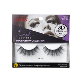 KISS Lash Couture Triple Push-Up, False Eyelashes, Teddy', 12 mm, Includes 1 Pair Of Lash, Contact Lens Friendly, Easy to Apply, Reusable Strip Lashes