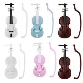 6 Pcs Miniature Violin Tiny Violin Violin Model Worlds Smallest Violin Violins With Bow Mini House Decor Realistic Mini Musical Instruments Mini Musical Ornament Toy for Dollhouse Home Office Decor