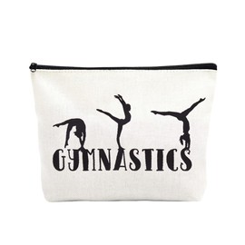 Sudaporn Gymnastics Gifts Makeup Cosmetics Bag for Athletics Coach Inspirational Gift Women Girl Gymnastics Things Stuff Cheerleader Gymnast Canvas Cosmetic Storage Pouch Zipper Travel Toiletry Bag