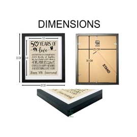 TOBOHU Framed 50 Years of Love Burlap Print, Gifts for Parents Grandparents 50th Anniversary, Romantic Gifts for Couple 50 Years Anniversary, Happy 50th Anniversary Decoration