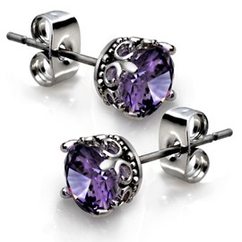 Purple Earrings for Women and Men, 6mm Round Post Studs Earrings Purple Jewelry