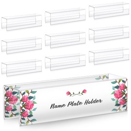 Cinnvoice 10 Pcs 2.25 Inch Cubicle Name Plate Holders Bulk Clear Double Sided Name Sign Tags for Home Library Doors Office Classroom 8.5 x 2.5 x 2.4 Inch