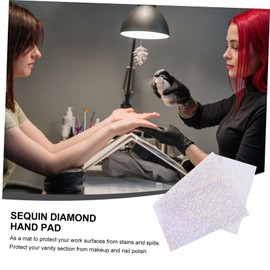 IWOWHERO Manicure Table Mat Sparkling Diamond Nail Practice Pad for Salon Use Stylish Background for Nail Art Display for Beginners and Professionals White