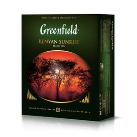 Greenfield Kenyan Sunrise Сlassic Collection Black Tea Finely Selected Speciality Tea 100 Double Chamber Teabags With Tags in Foil Sachets