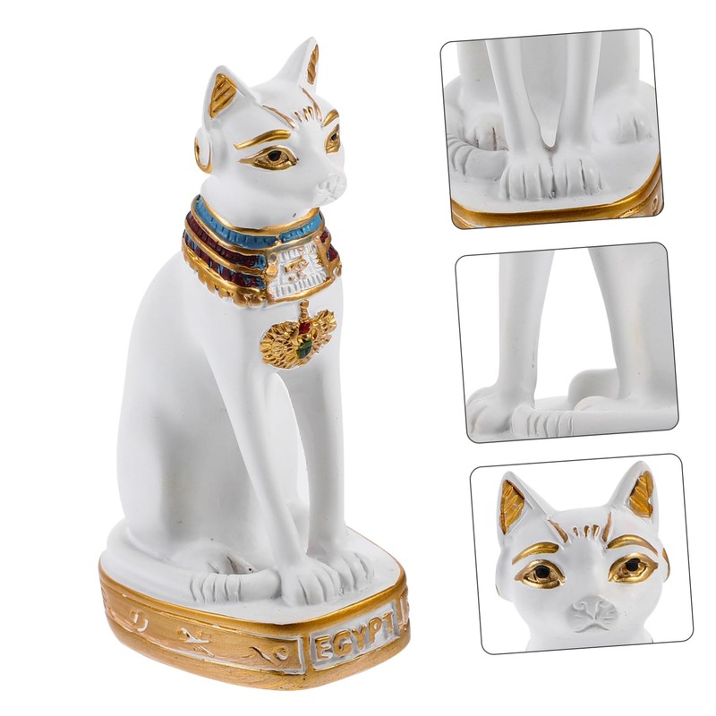 CIYODO Reversible Resin Cat Statue Egyptian Cat Decor Cat Desktop
